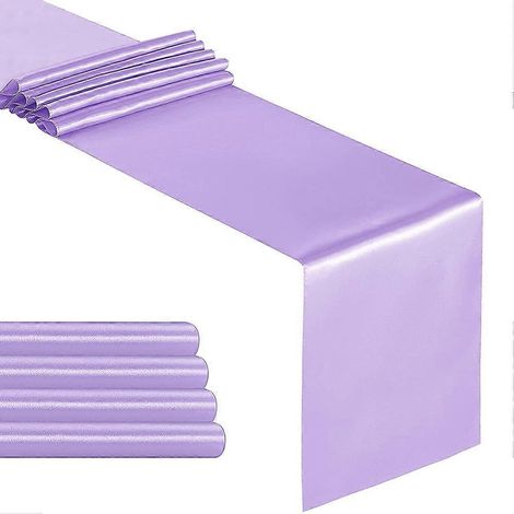 Lot de 5 chemins de table en satin lavande de 30,5 x 274 cm (12 x 108 pouces) pour mariages, anniversaires et banquets. (1/5)
