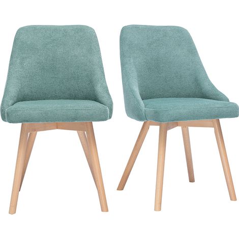 Sedie scandinave in tessuto ciniglia verde celadon e legno chiaro (set di 2) HASTA