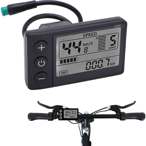 Écran LCD S866 - 1 Unité - ABS - Compteur Vélo Électrique Étanche IP65 - Guidon 22,2 Mm - Noir (1/5)