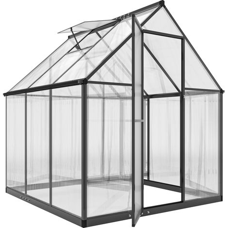 Outsunny – Serre de jardin polycarbonate 178x168x195 cm – Cadre aluminium antirouille – Fenêtre réglable – Porte battante – Résistante aux UV