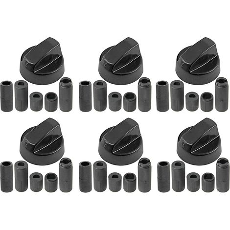 Lot De 6 Bouton De Commande, Noir, Universel, Adaptateur Multiple, Four Cuisinière