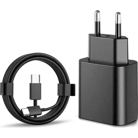 Chargeur rapide Samsung 25 W avec câble USB-C, adaptateur de charge ultra-rapide pour téléphones Samsung Galaxy, noir, lot de 1 (Samsung 25 W noir) (1/5)