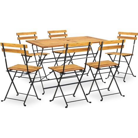 Mobilier à dîner d'extérieur pliable 7 pcs Bois d'acacia solide (1/5)