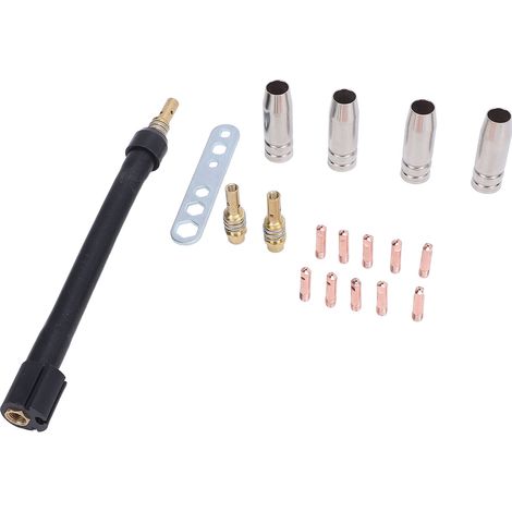 Kit de 18 pièces pour soudage MIG/MAG : buses à col flexible et embouts de contact pour torche de soudage MB15/15AK (1/5)