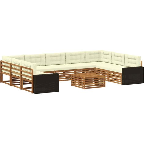 Outdoor Sofa Set 10 pcs Natural and Cream Solid Acacia Wood vidaXL (1/5)