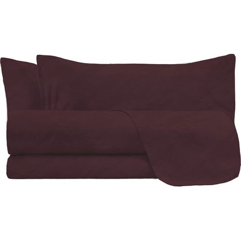 Set Lenzuola Matrimoniale Sopra Sotto e 2 Federe Linea Water Washed Bordeaux