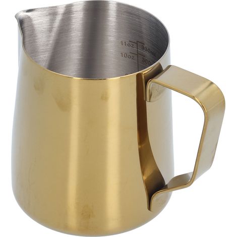 Pichet à lait en acier inoxydable 304 avec graduation intérieure, col pointu, couleur or, 600 ml (avec étiquette) (1/5)