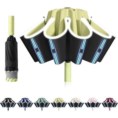 Parapluie automatique inversé compact, ouverture/fermeture auto, 10 baleines, diamètre 105 cm, résistant au vent. (1/5)