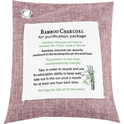 Sac à charbon actif bambou purificateur d'air, 8 couleurs, désodorisant voiture, élimine odeurs, pêche, 1 pièce (1/5)