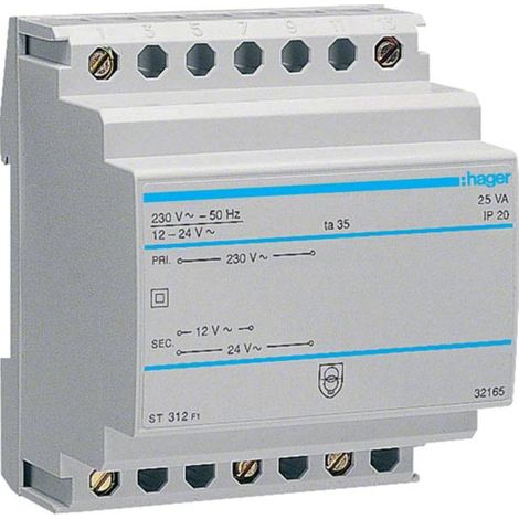 Hager ST312 transformador de seguridad 12-24V neutro
