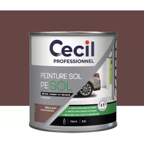 Peinture sol Glycéro Cécil Professionnel PE SOL Rouge Brique Satin 0,5 L (1/2)