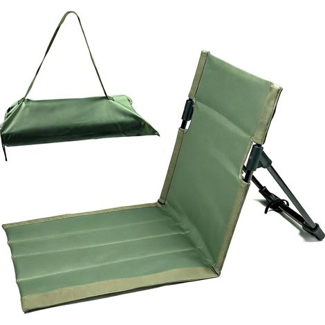 Chaise de sol pliante avec dossier et sac de transport inclus Verte, légère et compacte, idéale pour la plage, les pique-niques, le parc, le lac, le camping et le jardin. (1/5)