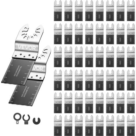 Lame Scie Oscillante Lot de 50 Lame Outil Multifonction en Bimétal, pour Outil Oscillant, Clous, Métal Tendre, Bois, Universelle Compatible avec Dewalt, Milwaukee, Bosch, Ryobi, Change Rapide (1/5)