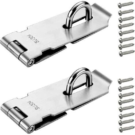 pair 2 Pièces Loquet de Cadenas 4 Pouces - Argenté Acier Inoxydable Verrou de Porte Cadenas avec Vis pour Meubles Armoire Tiroir (1/5)