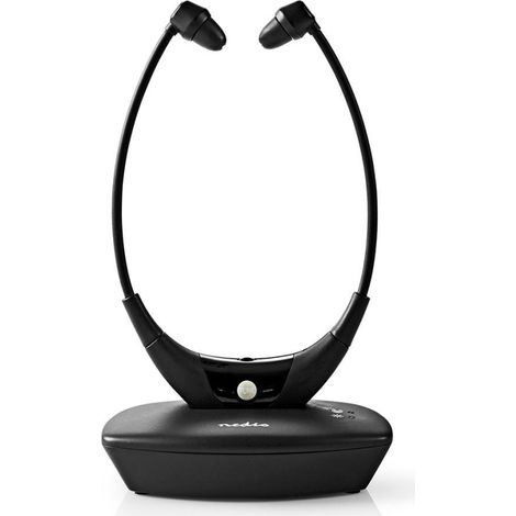 Cuffie tv wireless rf in ear durata della batteria massima 45 ore 35 m audio digitale bambola della batteria controllo dellequilibrio nero (1/5)