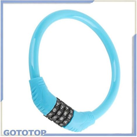 Verrous de vélo à 4 chiffres Cable de Verrouillage de Vélo Cable Antivol de Vélo Haute Sécurité à 4 sport decoration Bleu (1/5)