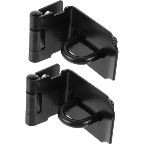 Lot de 2 verrous de porte en acier inoxydable à 90° pour cadenas robuste, avec moraillon, pour la sécurité des portails et armoires. (1/5)