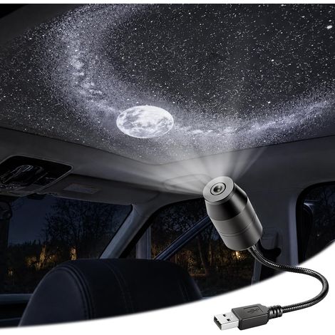 Projecteur d'étoiles galactiques avec lune, veilleuse HD, projecteur de ciel étoilé orientable à 360° alimenté par USB pour plafond, chambre et voiture, décoration et cadeau (1/5)