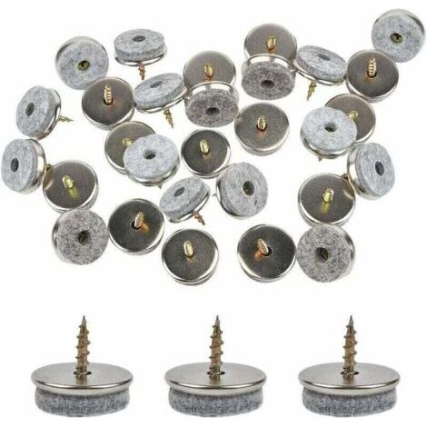 Paquete de 30 deslizadores para sillas, 18 mm de diámetro. Estos deslizadores para muebles, con almohadillas de fieltro de 5 mm de grosor, brindan una protección ideal para las patas de las sillas y s