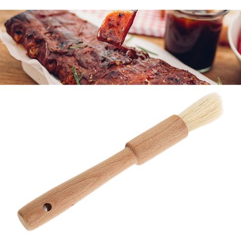 Pinceau à barbecue en bois, pinceau de cuisson, outil de cuisine pour huile, sauce et beurre (manche rond) (1/5)