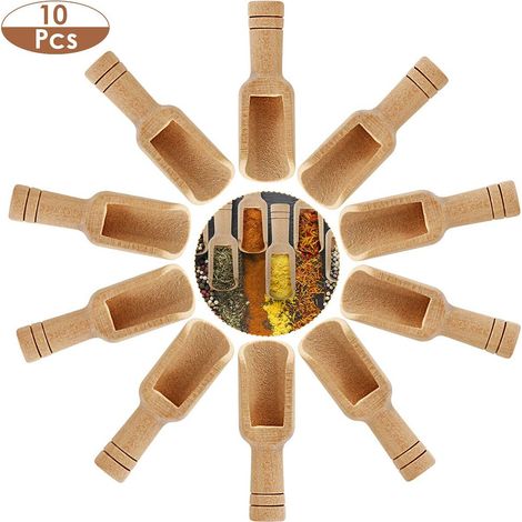 10 cuillères en bois pour café, thé, mini cuillères à épices, sel de bain, bonbons, couverts de table (1/5)
