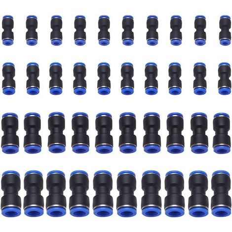 40 Pieces Straight Pneumatic Quick Connect Tube Fittings, Hose Fittings, Plastic Air Line Tube Fitting, for 6mm/8mm/10mm/12mm Tubes (1/4)