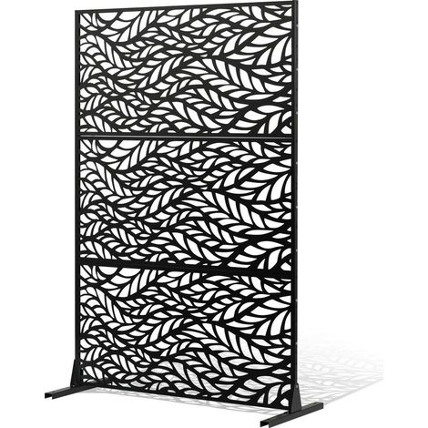 Brise-vue en Métal, 120x183 cm, Panneau Intimité Autoportant avec Support, Écran de Confidentialité Décoratif, Paravent Séparateur Extérieur pour Patio, Balcon, Salle Intérieure, Jardin, Noir (1/5)