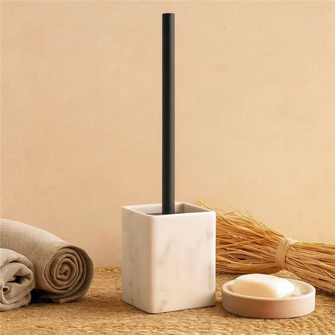 Exagonshop Portascopino in poliresina marmorizzato bianco Marmo