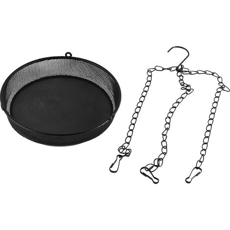 Mangeoire à Oiseaux Suspendue en métal pour Jardin Sauvage, Plateau en Maille Noire (Rond 17 cm) (1/5)