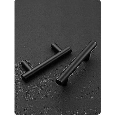 Pair Lot de 10 poignées de cuisine noires, poignées d'armoire, trou central de 96 mm, acier inoxydable