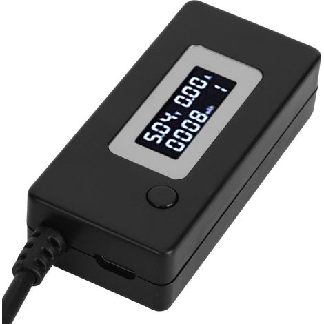 LCD-Display mit Hintergrundbeleuchtung, USB-Detektor, Amperemeter, Voltmeter, Ladekapazitätstester (4–30 V), Schwarz (1/5)