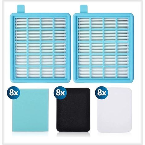 EPA+ Motor Filters Foam Filters FC8058/01 Compatible with PowerPro Active FC8630- FC8639, FC8640- FC8649, FC8470- FC8479 and FC9320- FC9327 Vacuum Cleaners