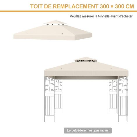 Pour jardin, BBQ et terrasse, plus d'ombre avec cette toile de tonnelle 3 x 3 m à toit double beige (1/5)