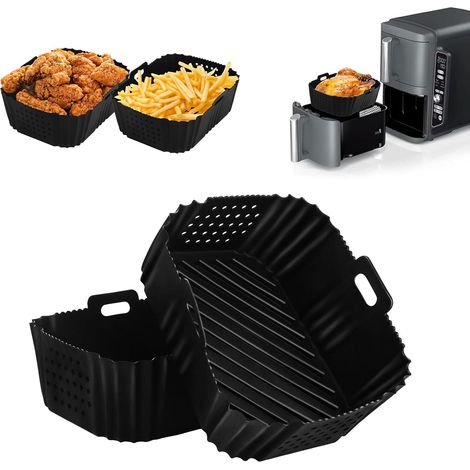 Moule Silicone Air Fryer pour Friteuse Ninja Double Stack XL 9,5 L SL400EU, Sans BPA Accessoires Air Fryer, Plat Airfryer pour Foodi Max Dual Zone Airfryers 7,5-9,5L (2 Paquet) (1/5)