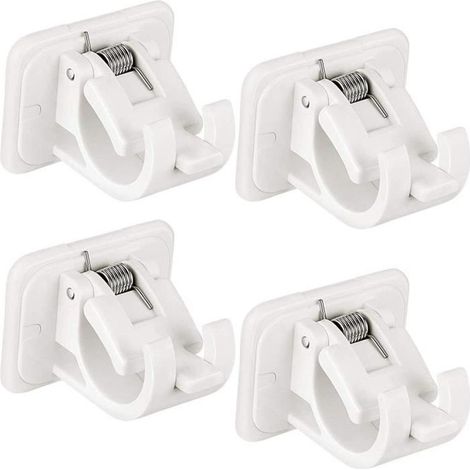 4 pièces supports de support de tige réglables sans clous pour tringle à rideaux suspendue au mur, crochets auto-adhésifs sup 244 (1/4)