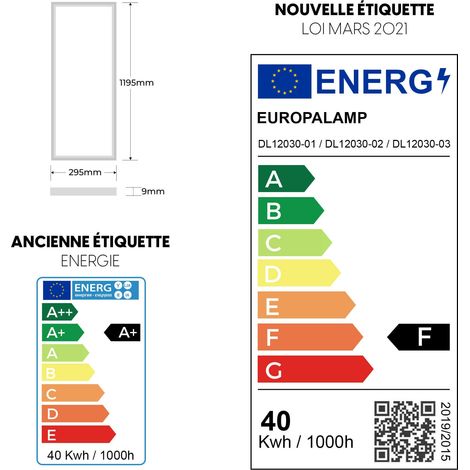 Europalamp – Pack de 12 dalles LED 1200x300mm 40W blanc neutre 4000K – Flux lumineux 3600 lm – Installation en faux plafond ou suspendue