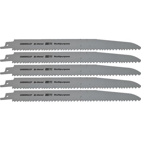 Reciprocating Saw Blade Multipurpose 230mm Length 5-8tpi Bi Metal Pack of 5 (1/3)