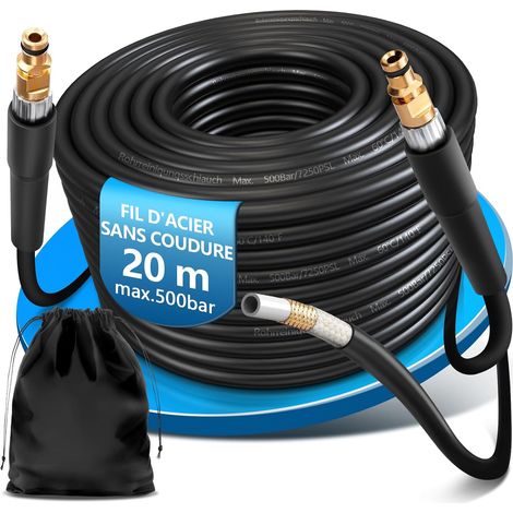 Drain Unblocker Hose 20 m 500bar Compatible with K2-K7 Hose with Quick Connectors, High Pressure Washer Ferret Kit, Extension Hose Replacement Hose (1/5)