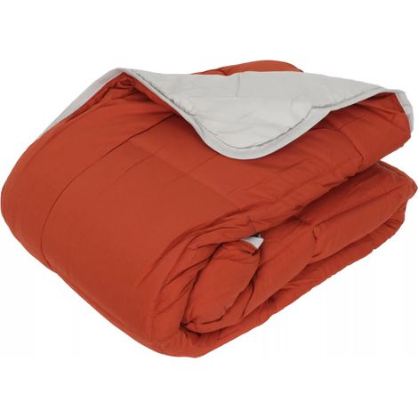 Couette chaude Bicolore Gamme Microfibre "Cocoon Non feu - Norme NF EN ISO 12952" toutes dimensions Toison d'or - Cocoon Gingembre Galet - 220 x 240 cm pour lit 2 places - Cocoon Gingembre Galet - (1/4)