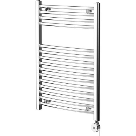 Columbus Chrome 800mm x 600mm Curved Digital Thermostatic Electric Heated Towel Rail (1/5)