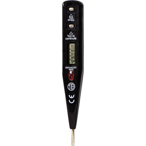 Tibelec – Testeur de tension multifonction 12-220V – Détecteur de phase/neutre – Affichage pré-calibré – Compact et sans pile