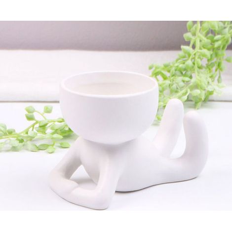 Pot de fleurs humanoïde en céramique pour plantes succulentes, petit vase, artisanat, décoration de bureau YL1483-1 (1/5)