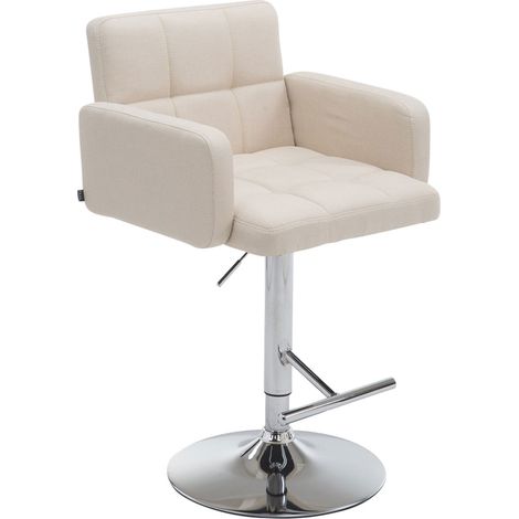 Tabouret de bar Los Angeles tissu avec pied en métal Crème Chrome (1/4)