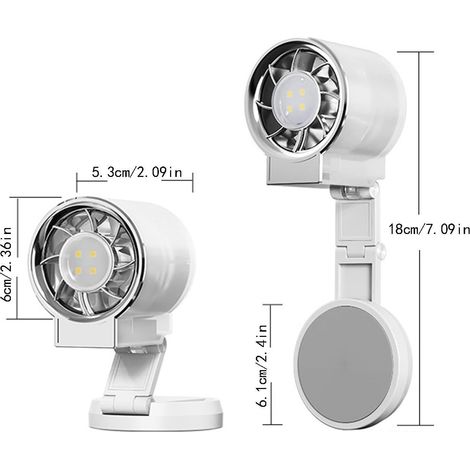 Ventilador Portátil con Luz LED, 1200 mAh, USB-C, Base Magnética y Plegable – Ideal para Camping, Oficina y Viajes (1/4)