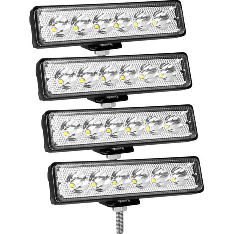 Faros antiniebla LED de 4 piezas y 18 W, luces de trabajo todoterreno, barra de luz de aluminio IP67 para camiones, SUV y ATV. (1/5)