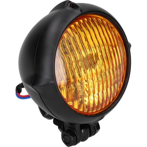 Phare Moto Vintage Rond Verre Jaune 12V 35W Lampe de Projecteur Universel Pièce de Remplacement (1/5)
