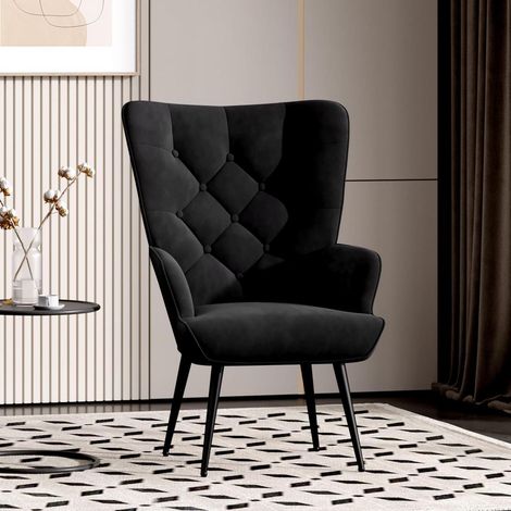 Moderner Loungesessel mit Metallfüßen, Samt, bis 150 kg, Schwarz (1/5)