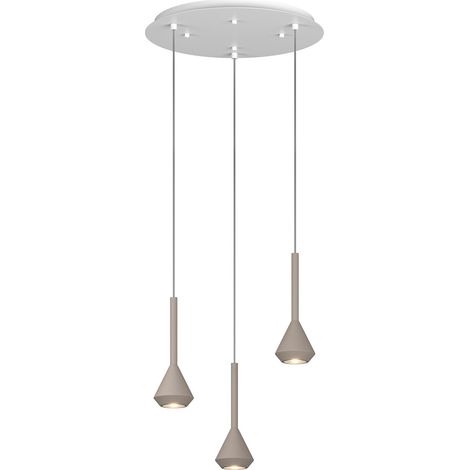 Lampadario Moderno Aygo Metallo Bianco E Sabbia 3 Luci Gu10