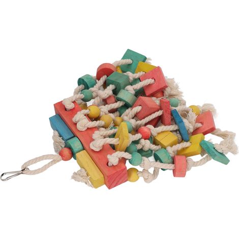 Blocs de bois colorés à ronger pour les perroquets, jouets de dentition pour oiseaux avec crochets pour les suspendre, idéaux pour les perruches. (1/5)