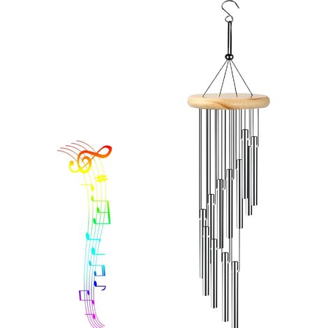 Carillon à Vent de Jardin,Carillons éoliens,Carillon a Vent Exterieur,Tube en Aluminium Bois Massif Carillons éoliens,Tubes Carillons Vent Eoliens Suspendu,pour Maison Jardin Arbre Intérieur Extérieur (1/4)
